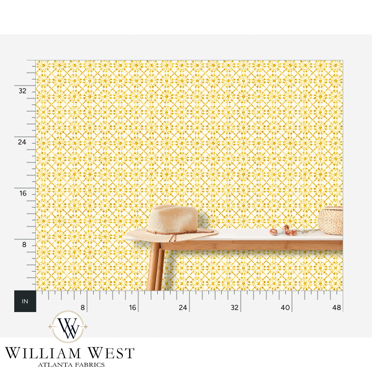 Trellis Wheel Yellow Wallpaper