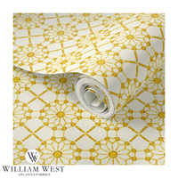 Trellis Wheel Yellow Wallpaper
