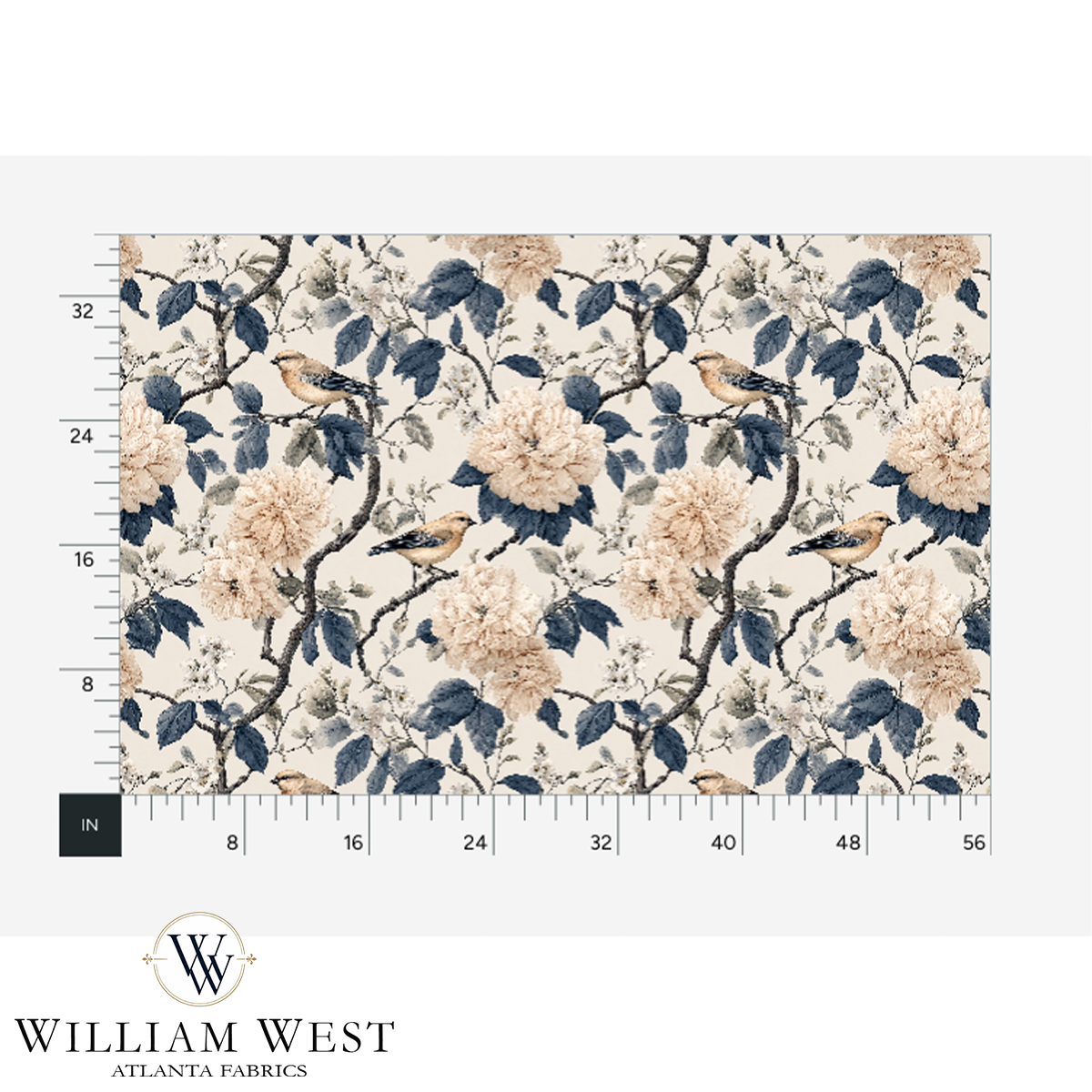 Atlanta Fabrics Vinecrest Indigo Fabric | Atlanta Fabrics