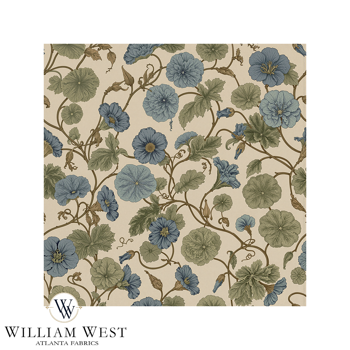Vineyard Mallow Chambray Wallpaper