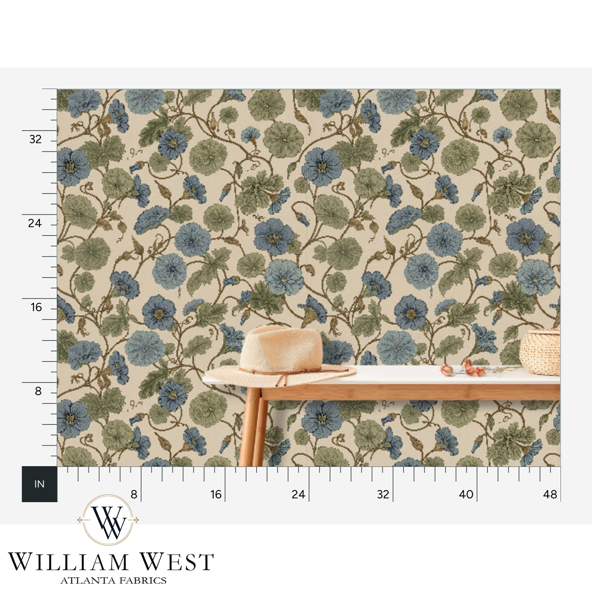 Vineyard Mallow Chambray Wallpaper