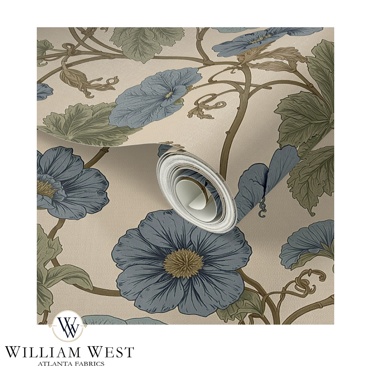 Vineyard Mallow Chambray Wallpaper