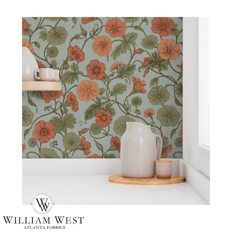 Vineyard Mallow Terracotta Wallpaper