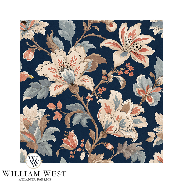 Atlanta Fabrics Whitcombe Garden French Blue Fabric | Atlanta Fabrics