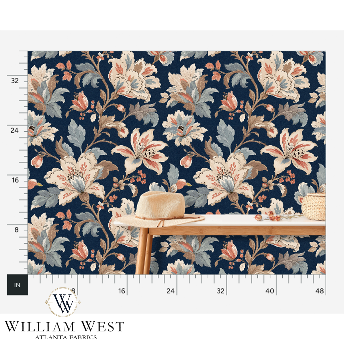 Whitcombe Garden French Blue Wallpaper