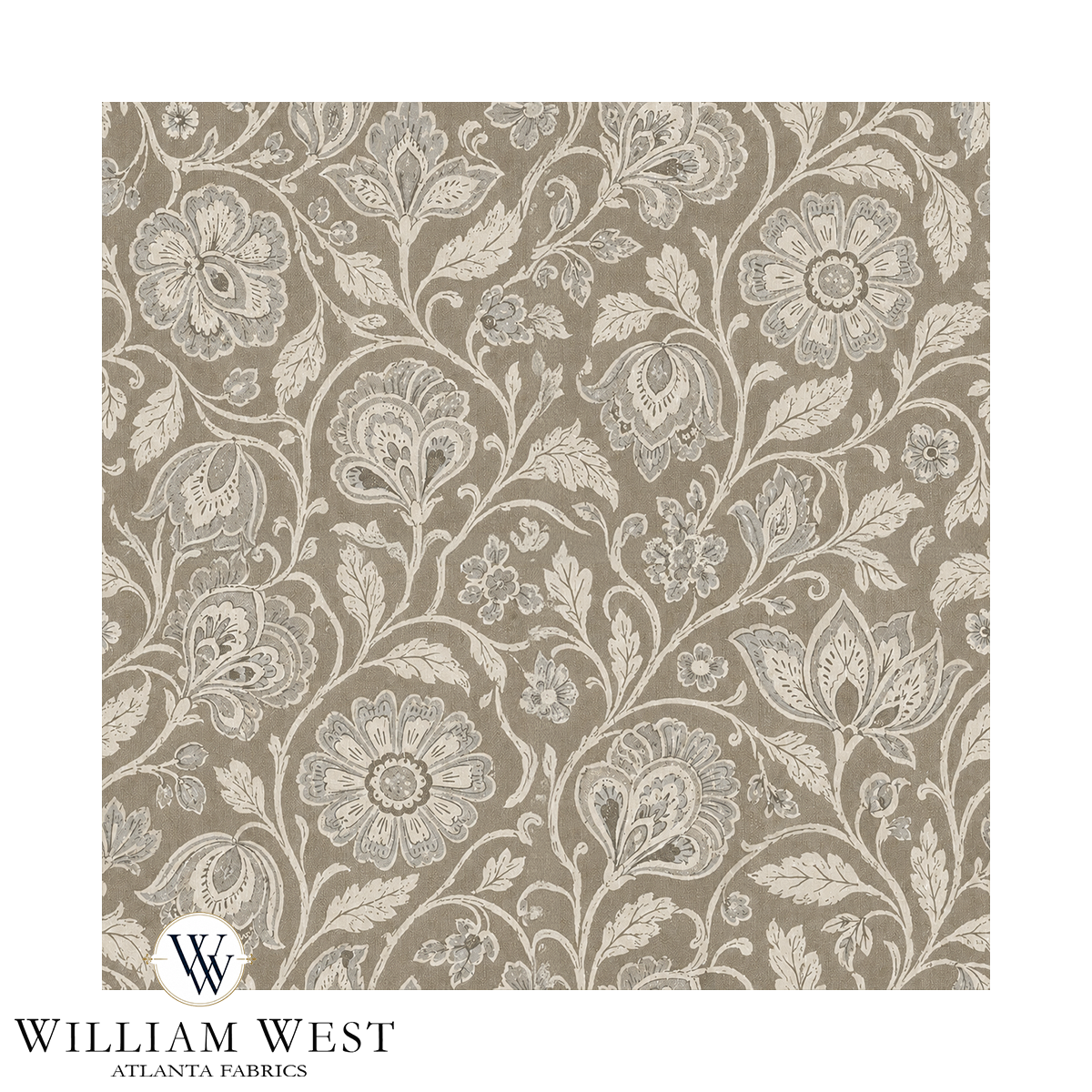Atlanta Fabrics Wildwood Floral Driftwood Fabric | Atlanta Fabrics