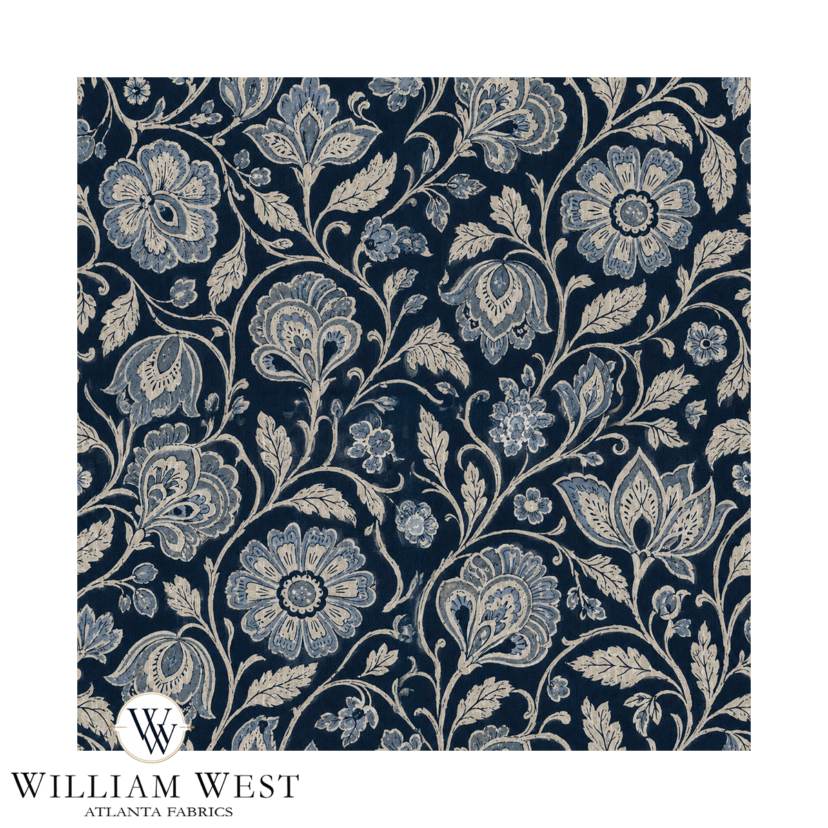 Atlanta Fabrics Wildwood Floral Indigo Fabric | Atlanta Fabrics