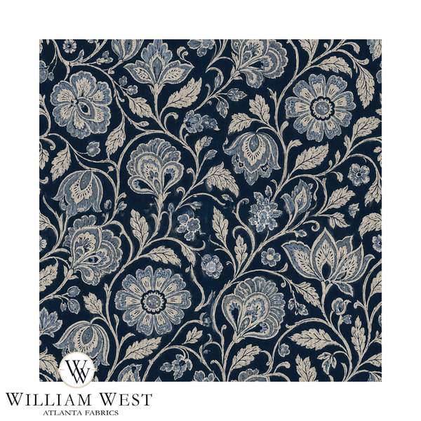 Atlanta Fabrics Wildwood Floral Indigo Fabric | Atlanta Fabrics