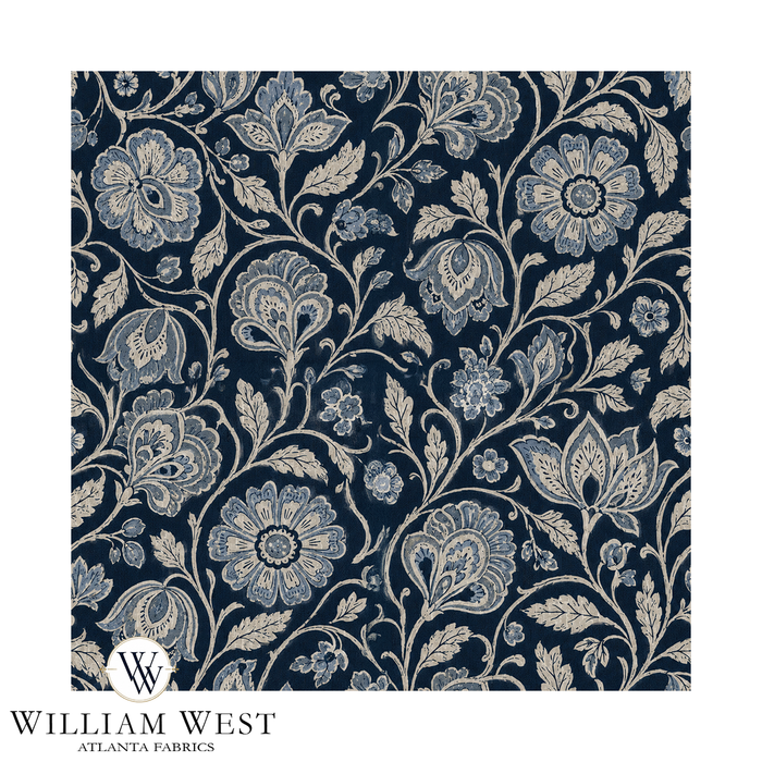 Atlanta Fabrics Wildwood Floral Indigo Fabric | Atlanta Fabrics