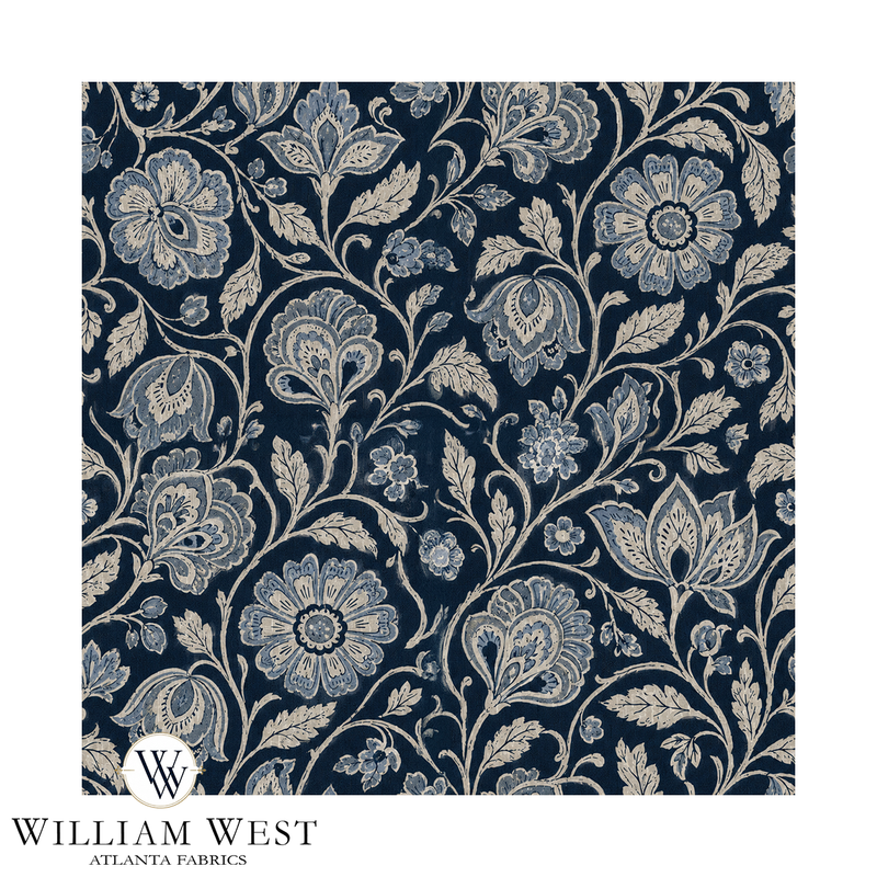 Atlanta Fabrics Wildwood Floral Indigo Fabric | Atlanta Fabrics