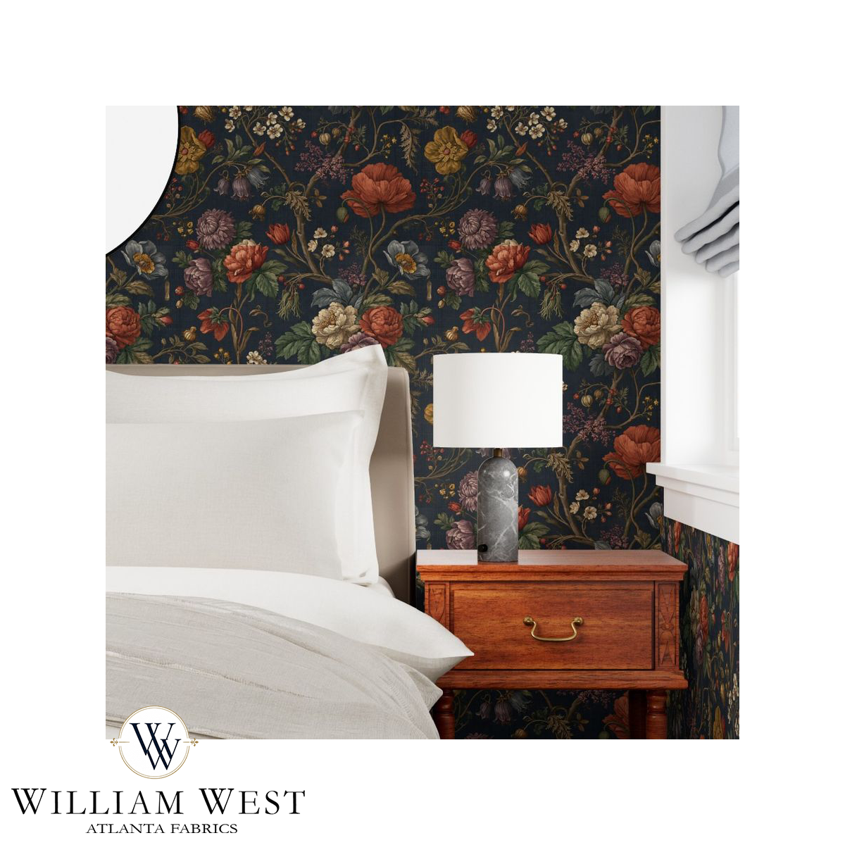Winterthur Botanical Navy Wallpaper