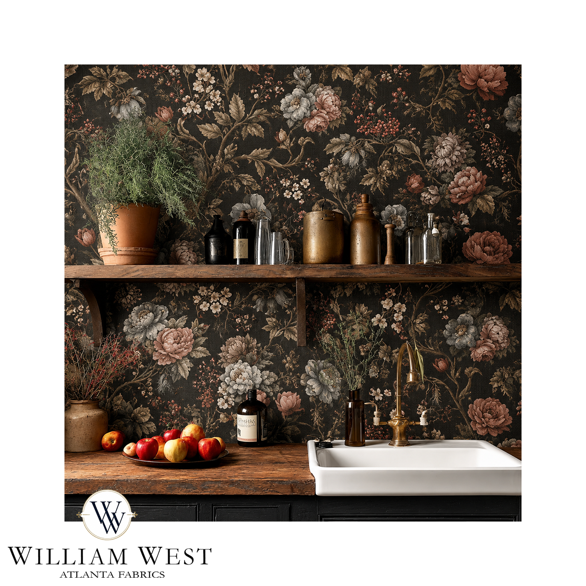 Winterthur Botanical Walnut Wallpaper