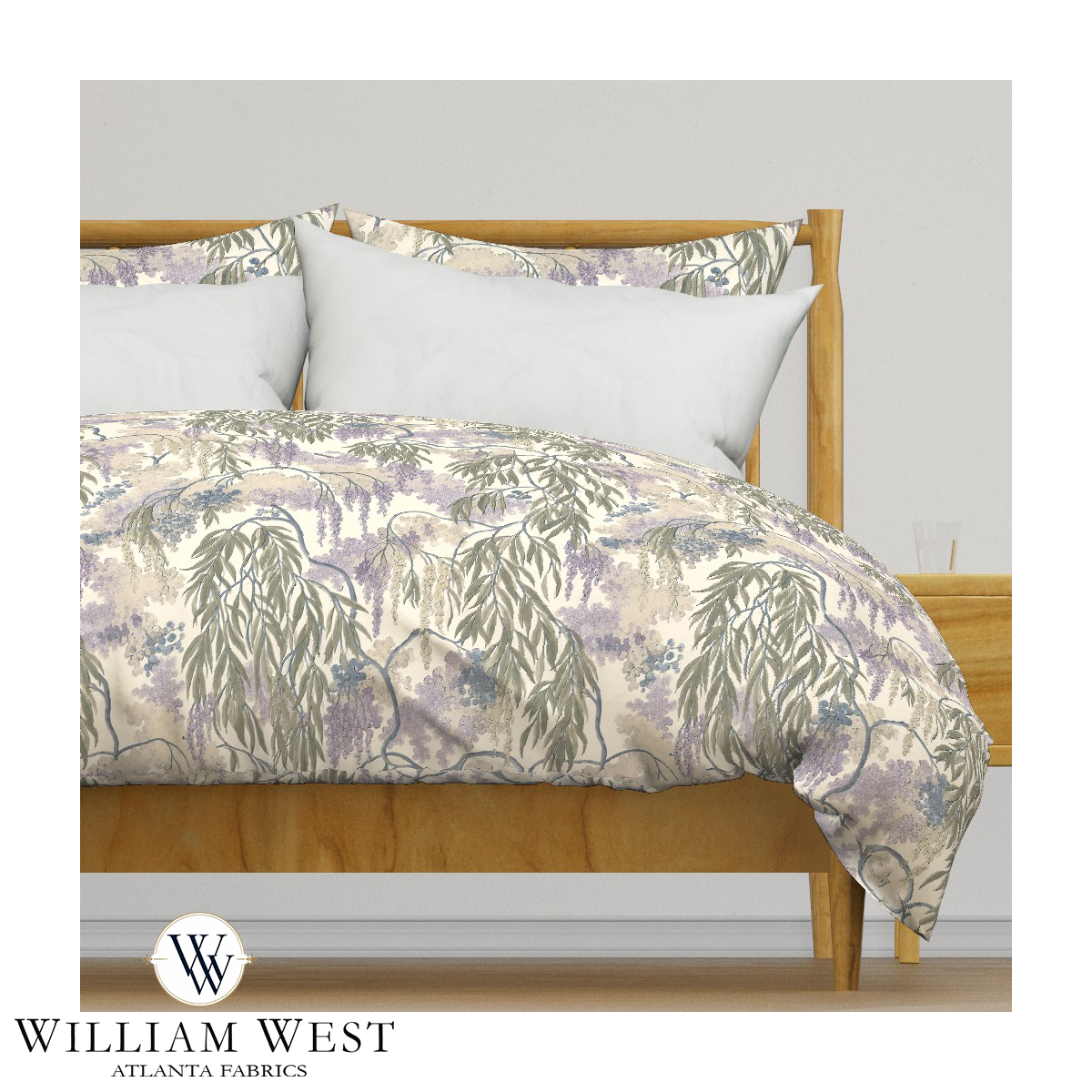 Atlanta Fabrics Wisteria & Willow Aubergine Fabric | Atlanta Fabrics