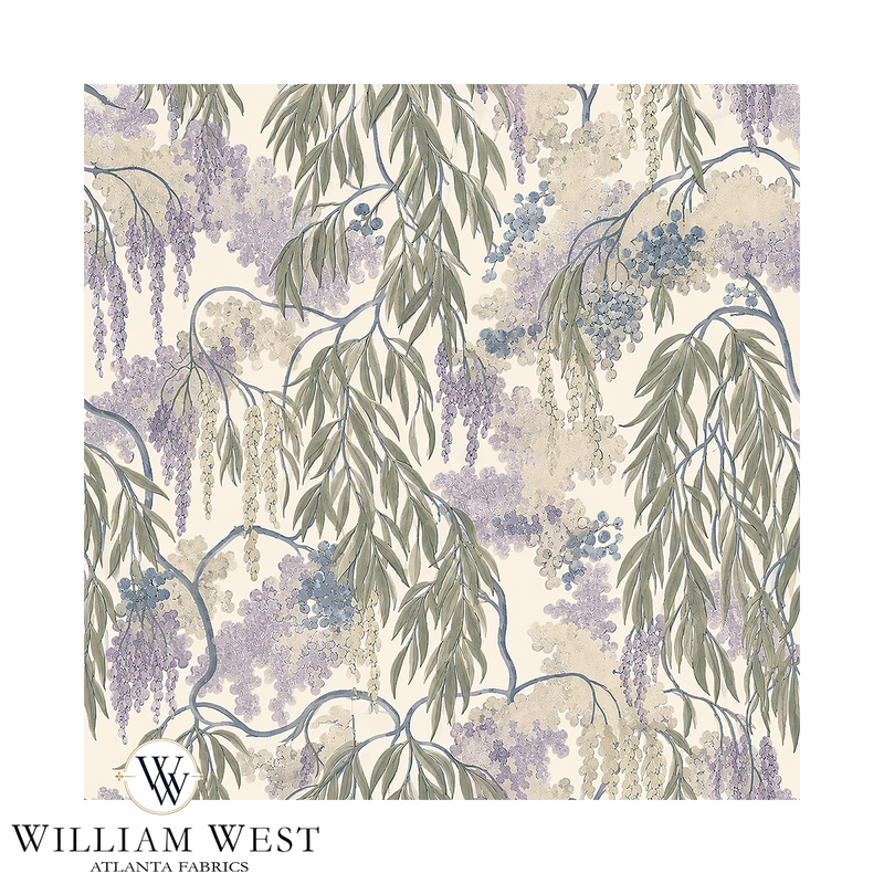 Atlanta Fabrics Wisteria & Willow Aubergine Fabric | Atlanta Fabrics
