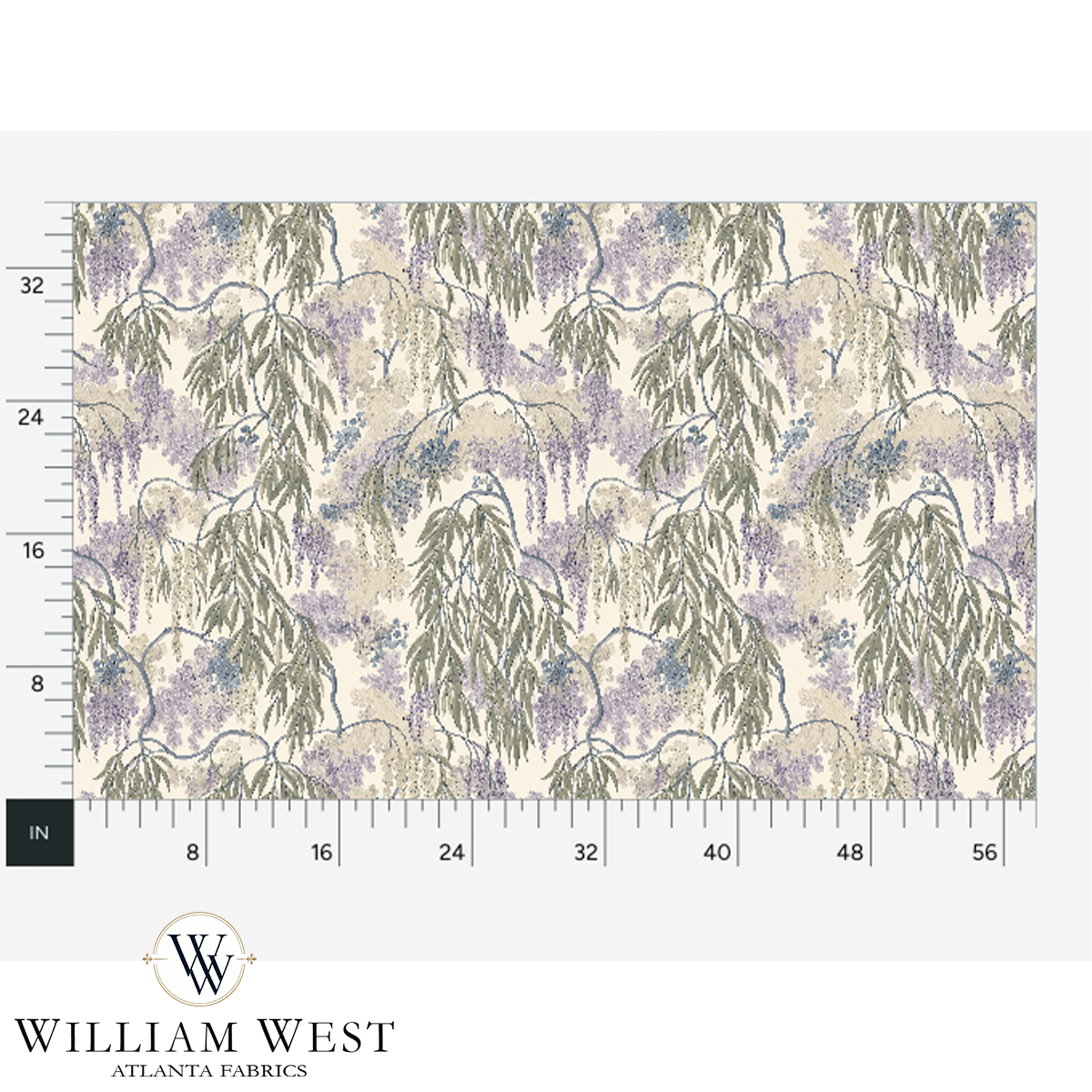 Atlanta Fabrics Wisteria & Willow Aubergine Fabric | Atlanta Fabrics
