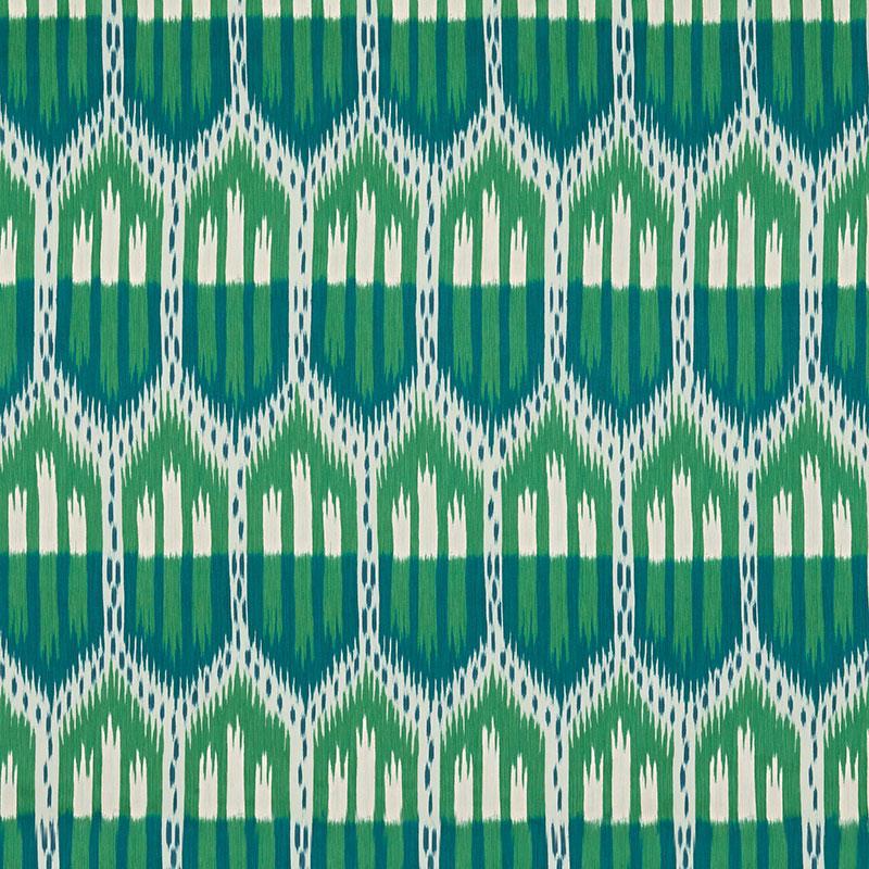 BUKHARA IKAT EMERALD & PEACOCK FABRIC