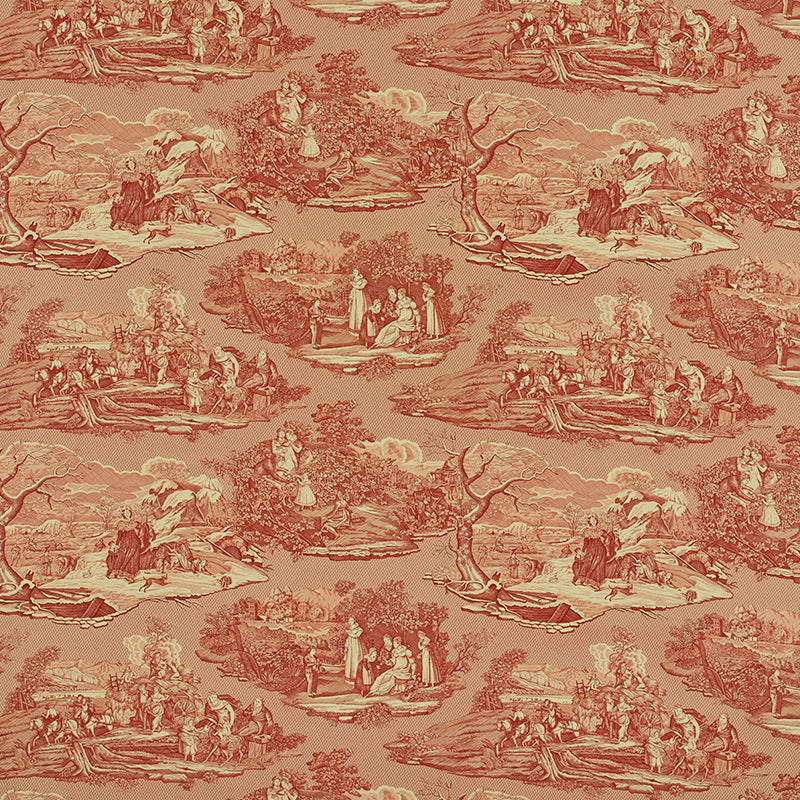 FOUR SEASONS TOILE  DOCUMENT RED  FABRIC
