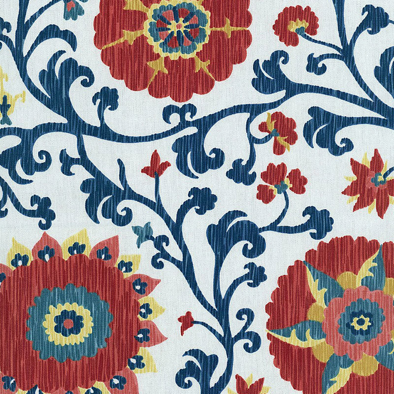 FERGANA EMBROIDERY PRINT  PRUSSIAN  FABRIC