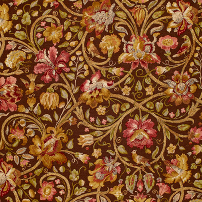 FLEURS DE TOURAINE  MAHOGANY  FABRIC