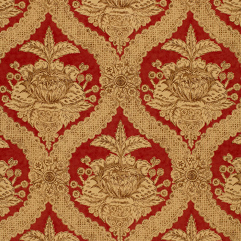 HADDON HALL DAMASK  VENETIAN RED  FABRIC