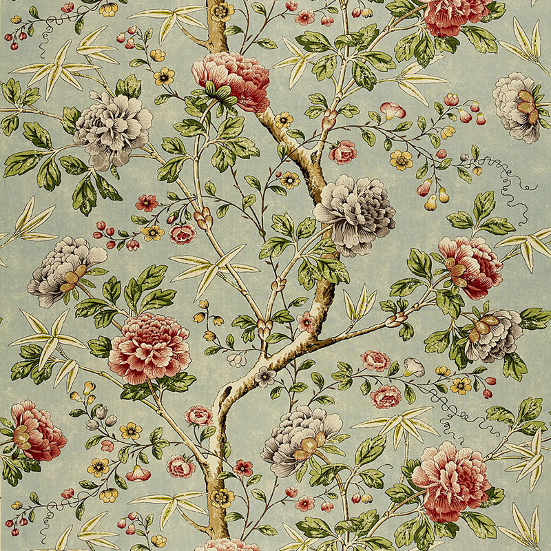 MANDARIN PEONY  AQUAMARINE  FABRIC