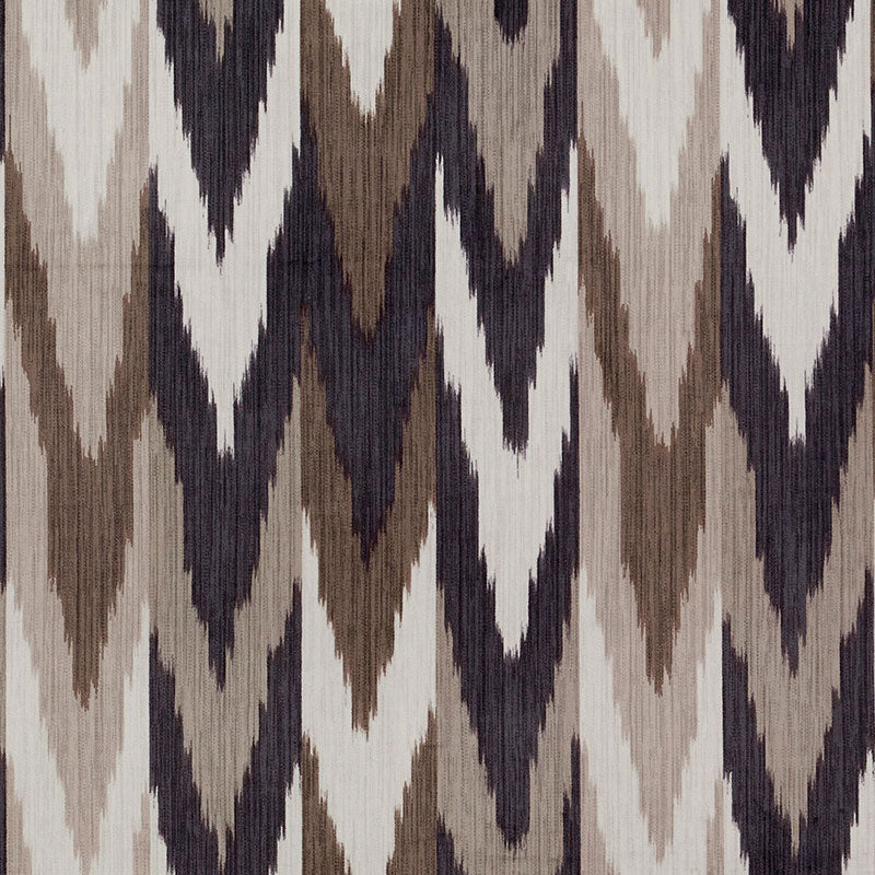 KASHGAR VELVET IKAT CARBON & TEAK FABRIC