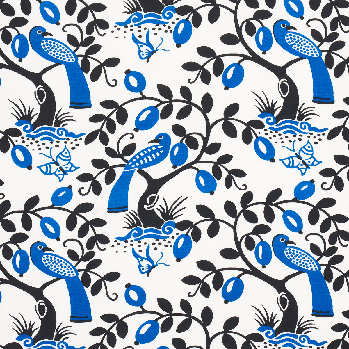 OLIVE TREE BLACK & BLUE FABRIC