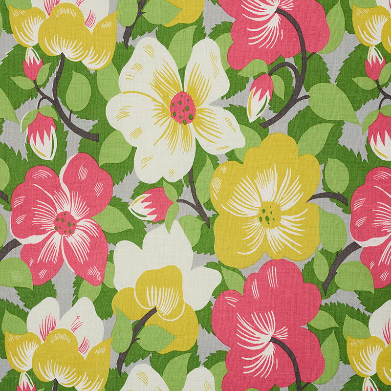 MAGNOLIAS POPPY & YELLOW FABRIC