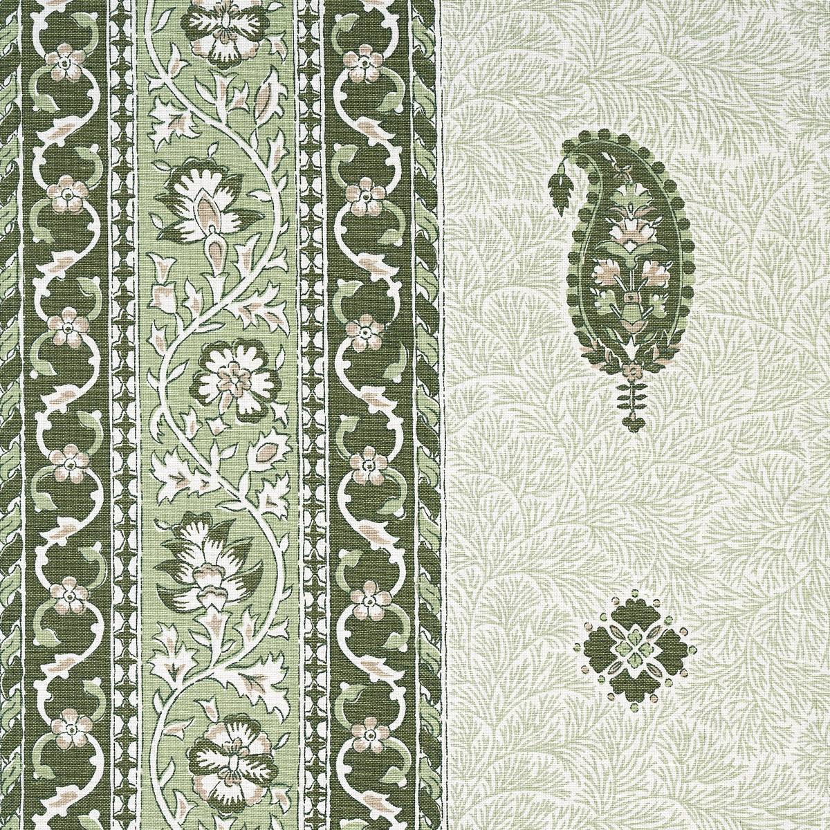 OJAI PAISLEY LEAF GREEN FABRIC