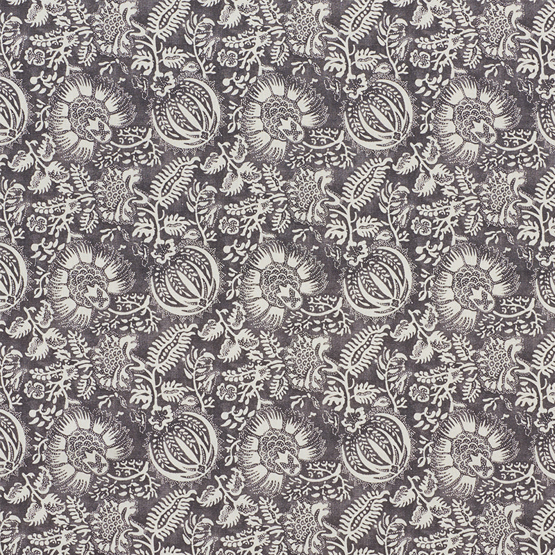 POMEGRANATE PRINT CHARCOAL FABRIC