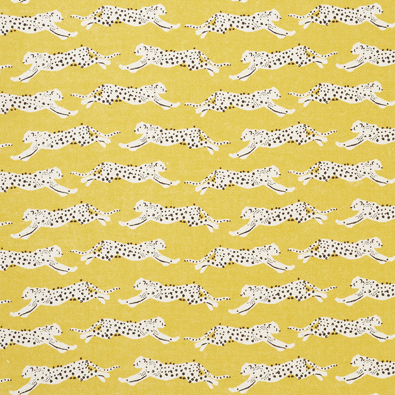 LEAPING LEOPARDS YELLOW FABRIC