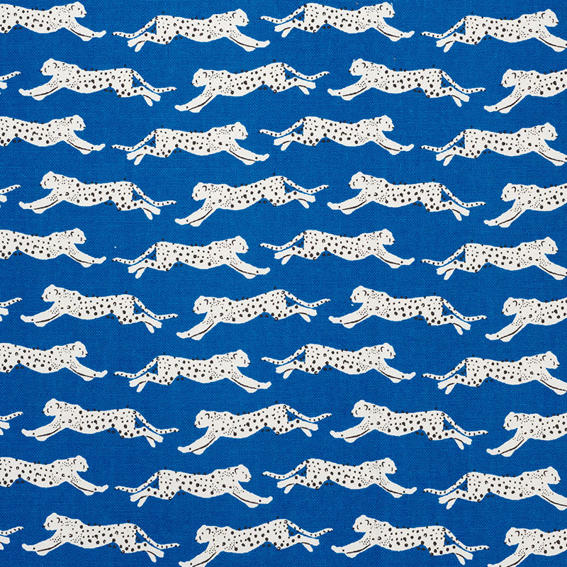 LEAPING LEOPARDS BLUE FABRIC