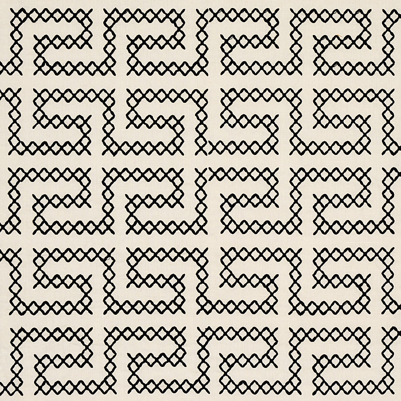 A MAZE EMBROIDERY BLACK ON IVORY