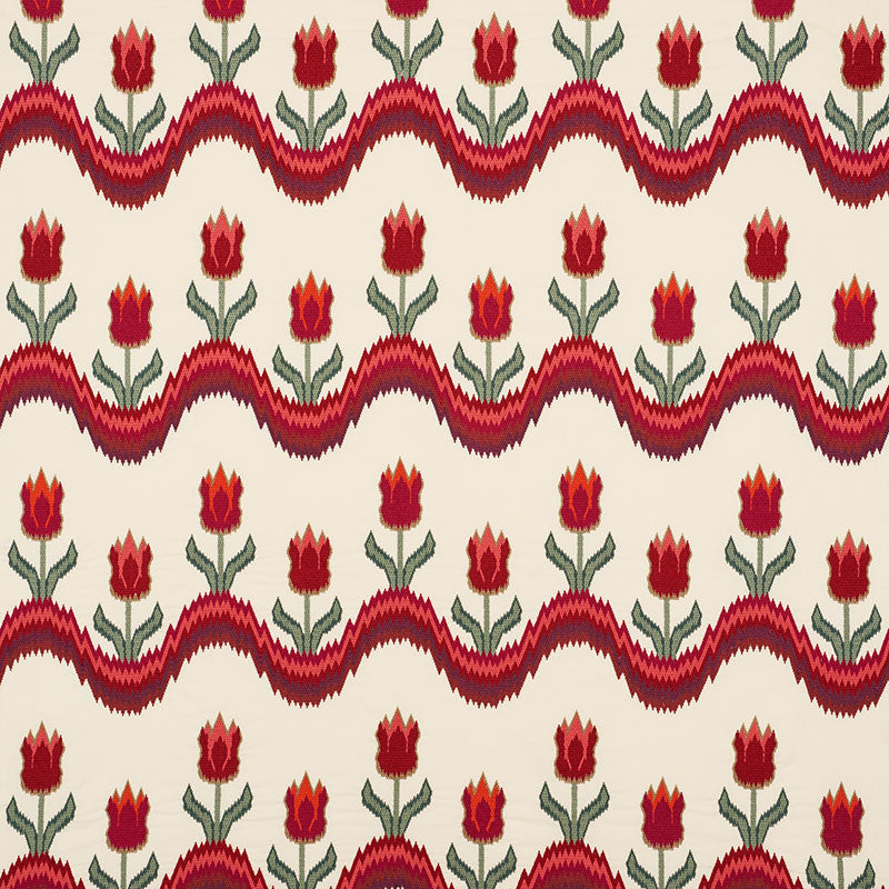 TULIP FLAMESTITCH EMBROIDERY VERMILION