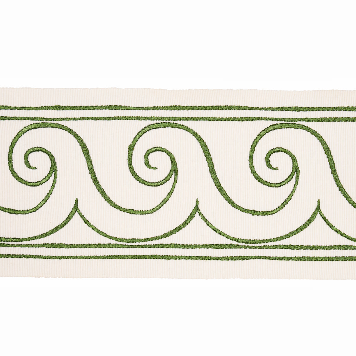 GREEK WAVES TRIM GREEN ON IVORY