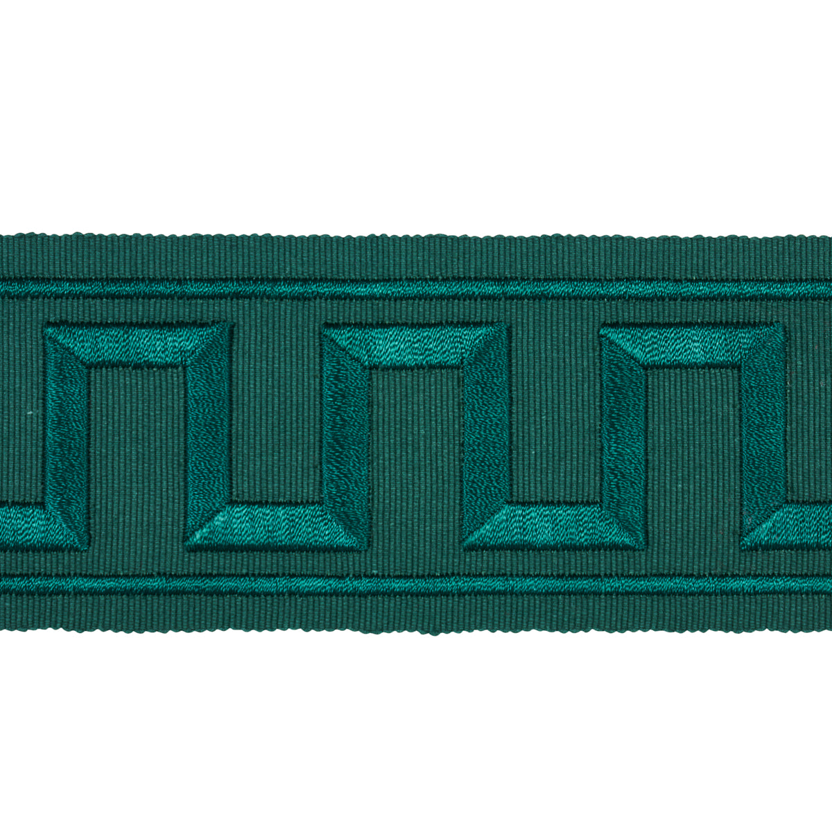 GREEK KEY EMBROIDERED TAPE EMERALD