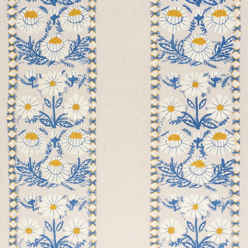 MARGUERITE EMBROIDERY BLUE & OCHRE