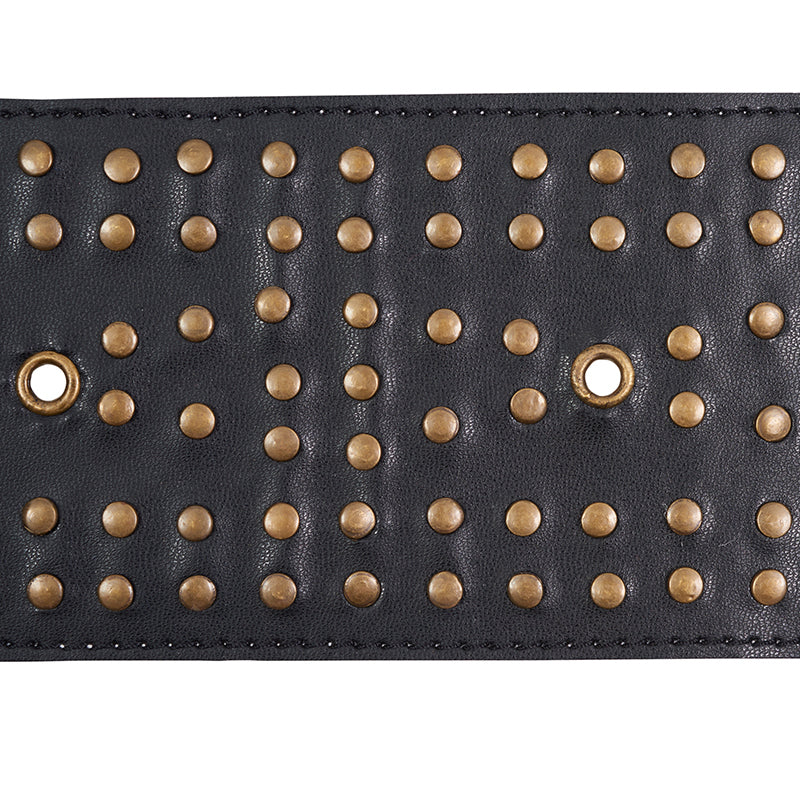 STUDDED LEATHER TRIM BLACK