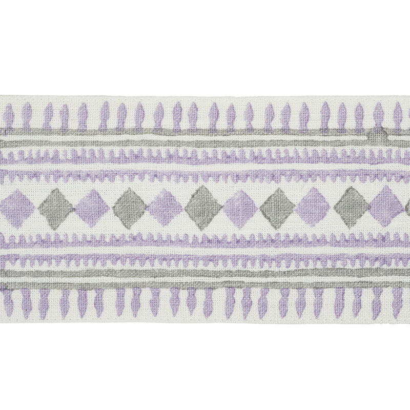 TOULA HAND BLOCKED LINEN TAPE LILAC & GREY