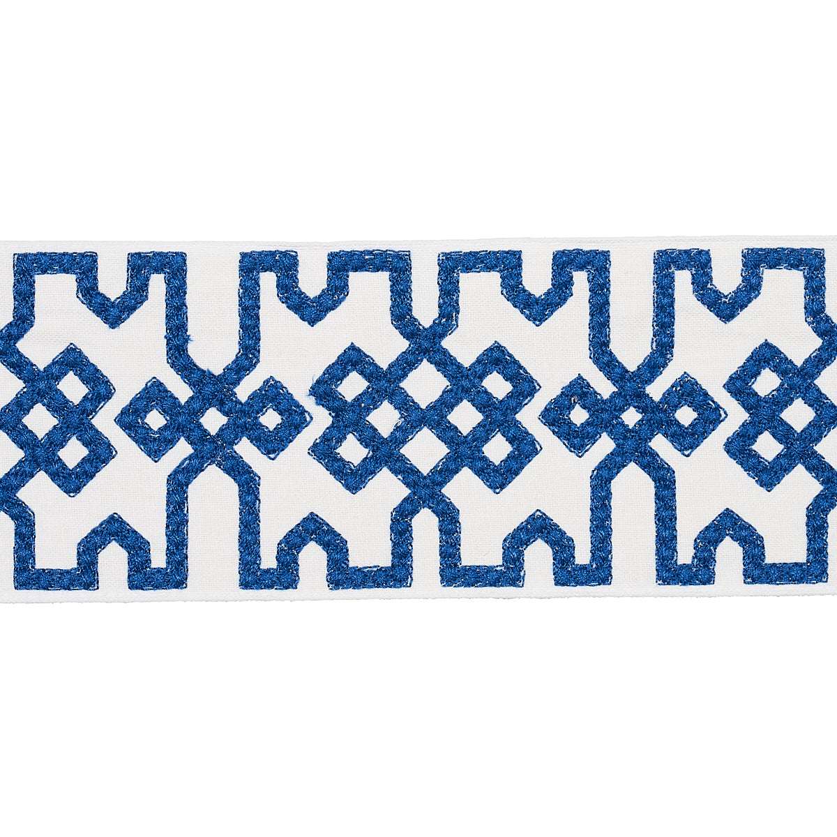 Knotted Trellis Tape   BLUE ON WHITE