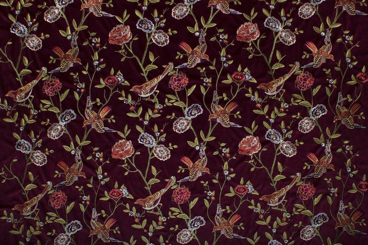 Birdland-Red - Atlanta Fabrics