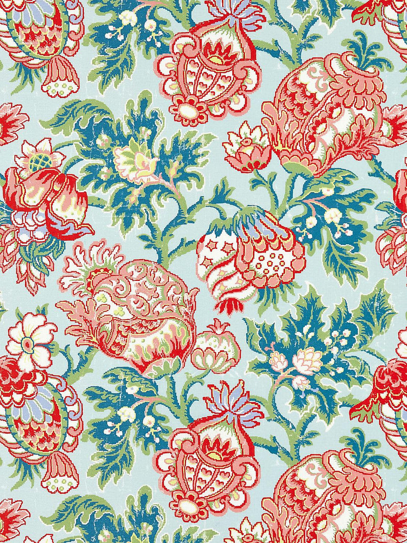 CANTERBURY LINEN PRINT AQUAMARINE - Atlanta Fabrics