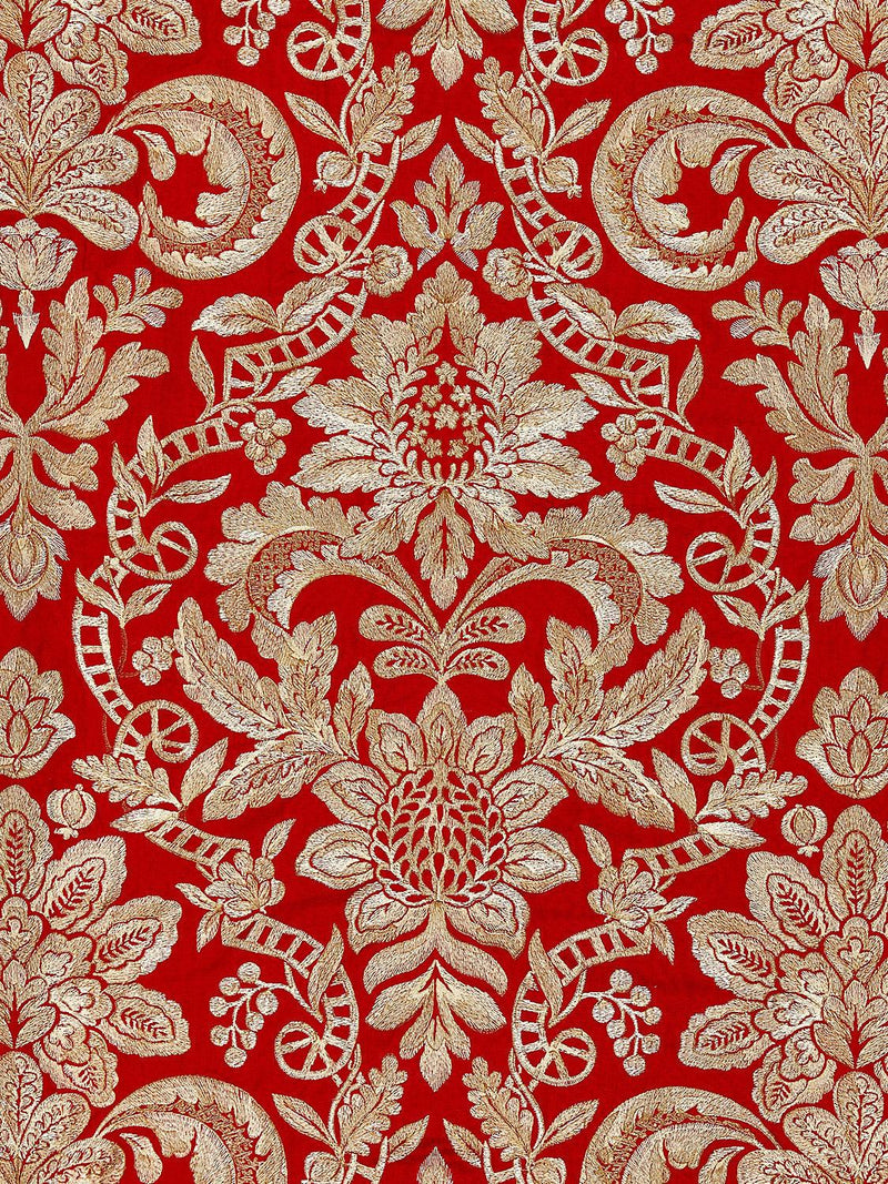 ELIZABETH DAMASK EMBROIDERY CARNELIAN - Atlanta Fabrics