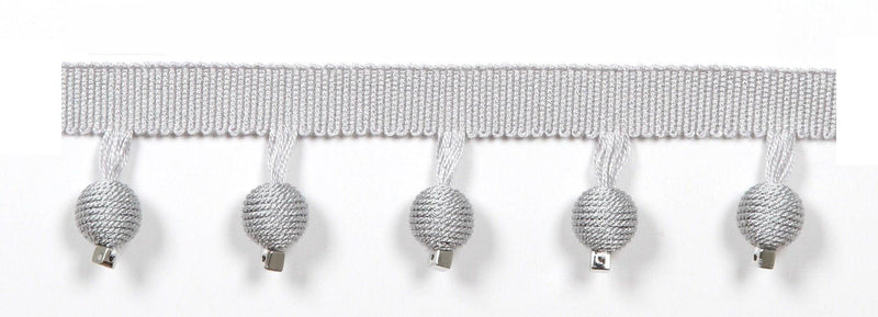 Le Lin Metalic Beaded Fringe - Silver - Atlanta Fabrics