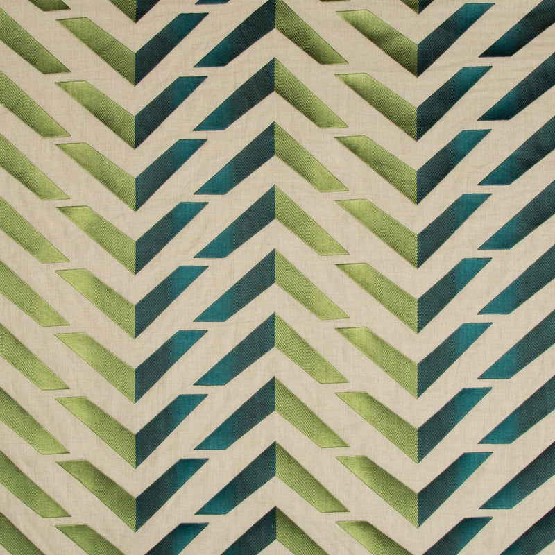 Les Vagues Emb - Green/Teal - Atlanta Fabrics