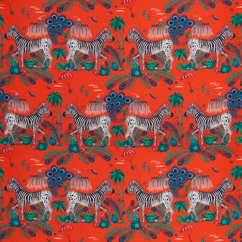 LOST WORLD SATIN - RED - Atlanta Fabrics