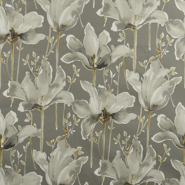 Carole Lotus Blooms Grey Fabric | Atlanta Fabrics