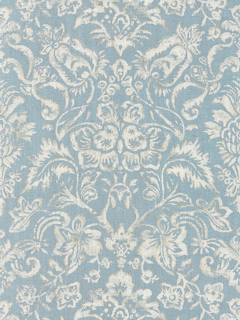MANSFIELD DAMASK PRINT BLUESTONE & SILVER - Atlanta Fabrics