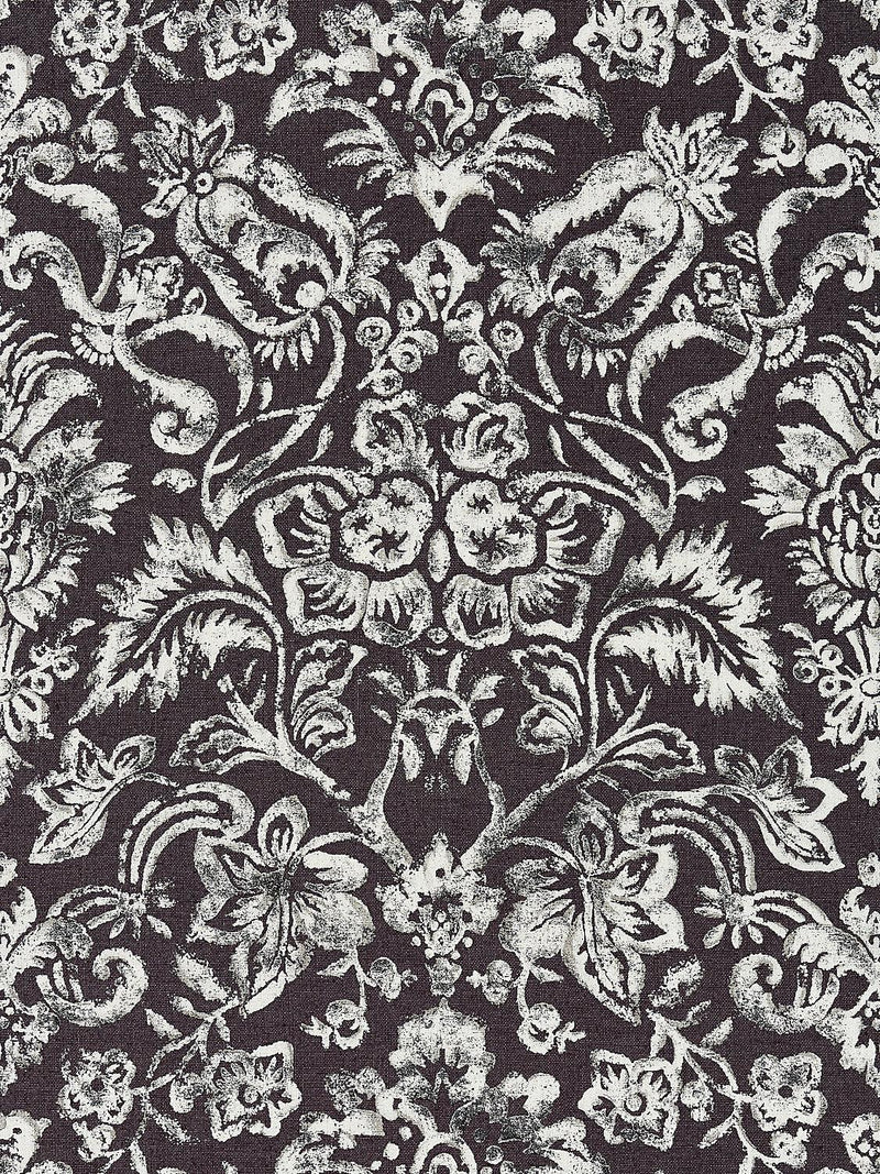 MANSFIELD DAMASK PRINT GRAPHITE & SILVER - Atlanta Fabrics