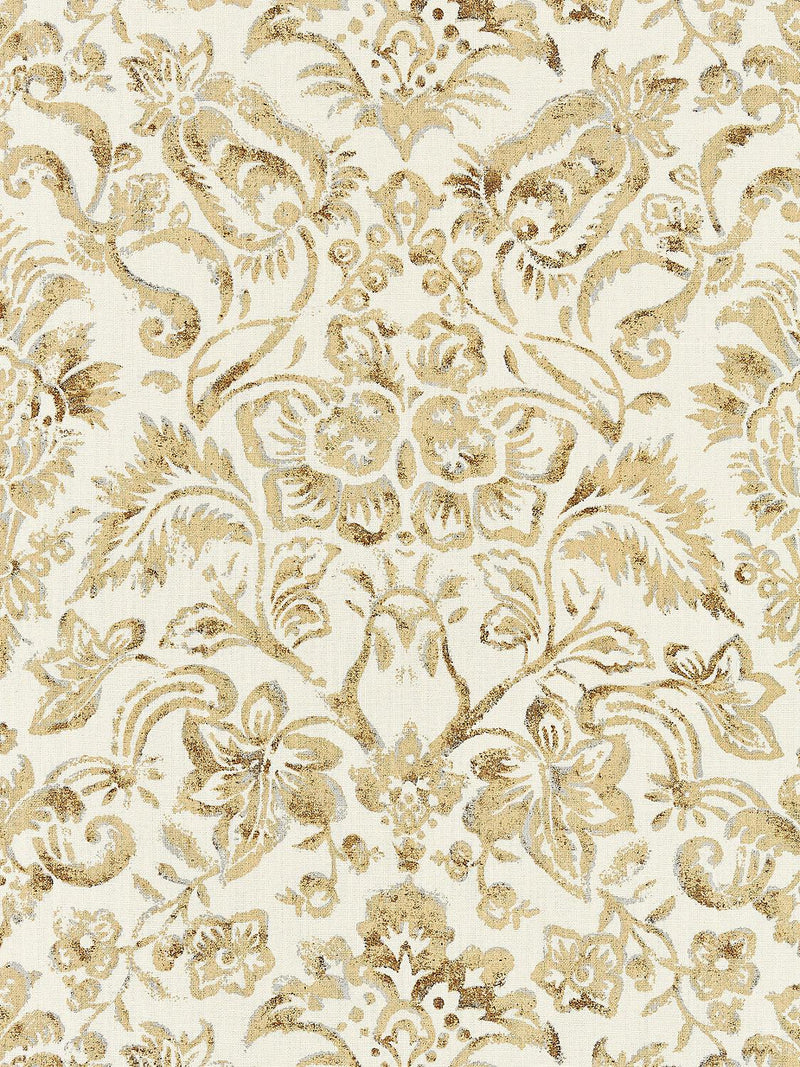 MANSFIELD DAMASK PRINT IVORY & BURNISHED GOLD - Atlanta Fabrics